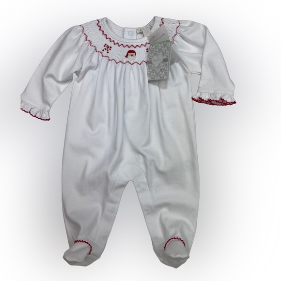 Kissy Kissy Other - NWT Kissy Pima Santa Smock Embroidered Holiday Medley Ruffle Footie NB
